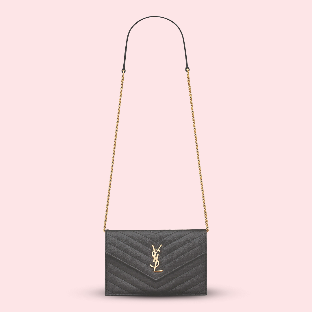 YSL inspired blk leather crossbody purse