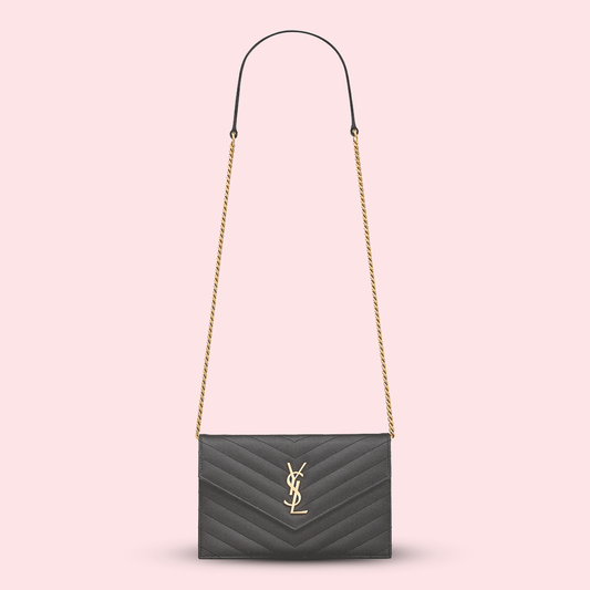 YSL inspired blk leather crossbody purse