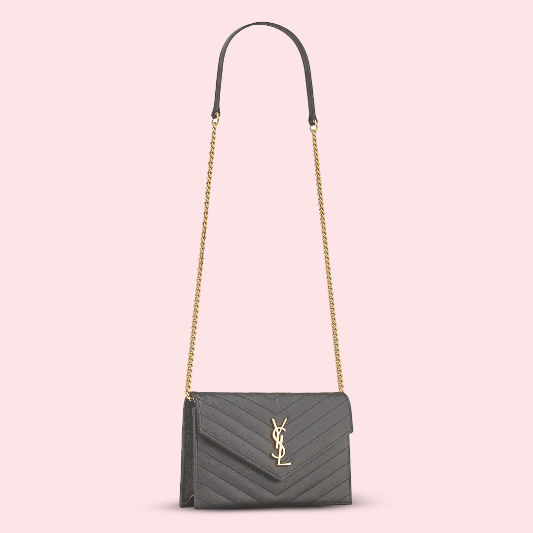 YSL inspired blk leather crossbody purse