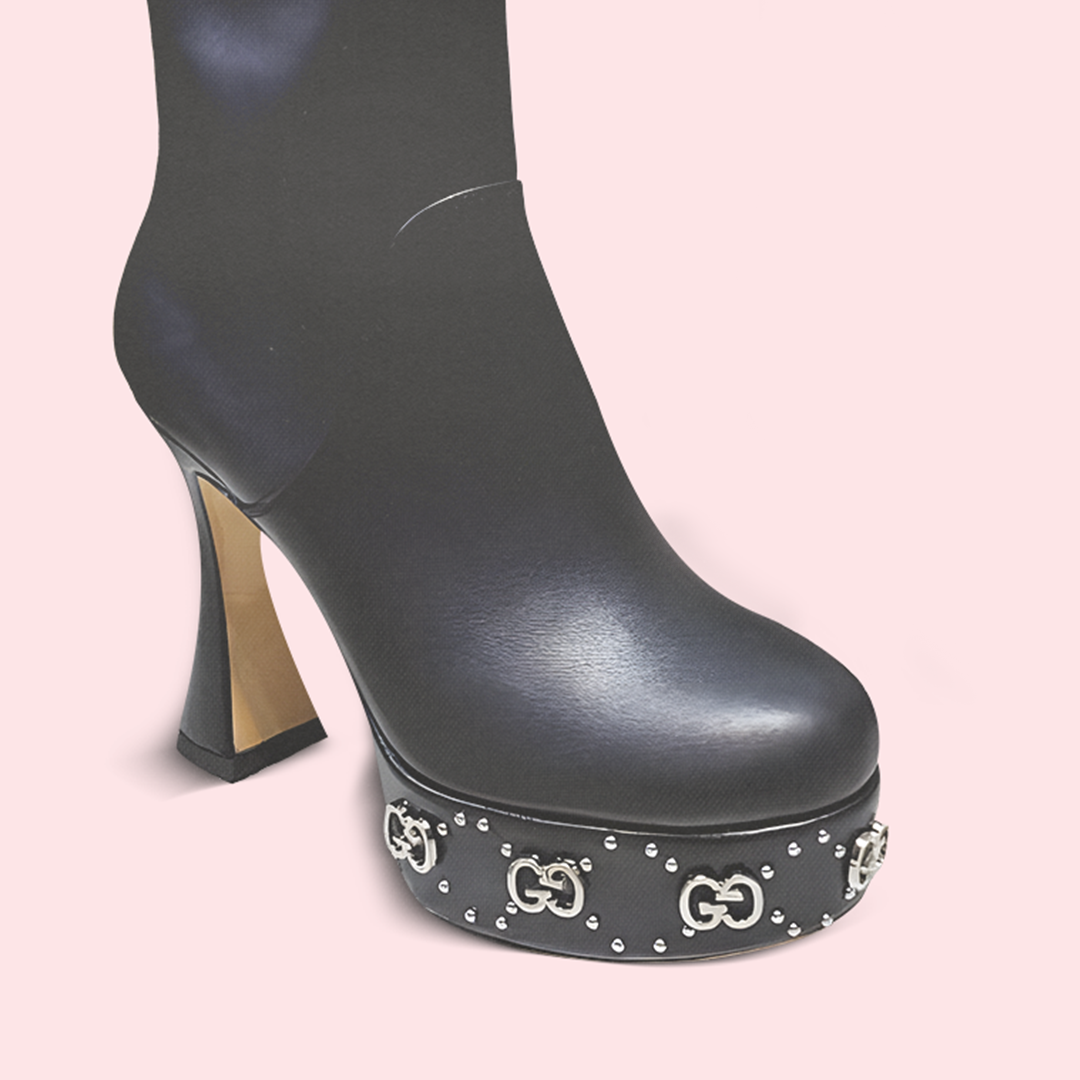 GG  nappa platform charlotte ankle boots black