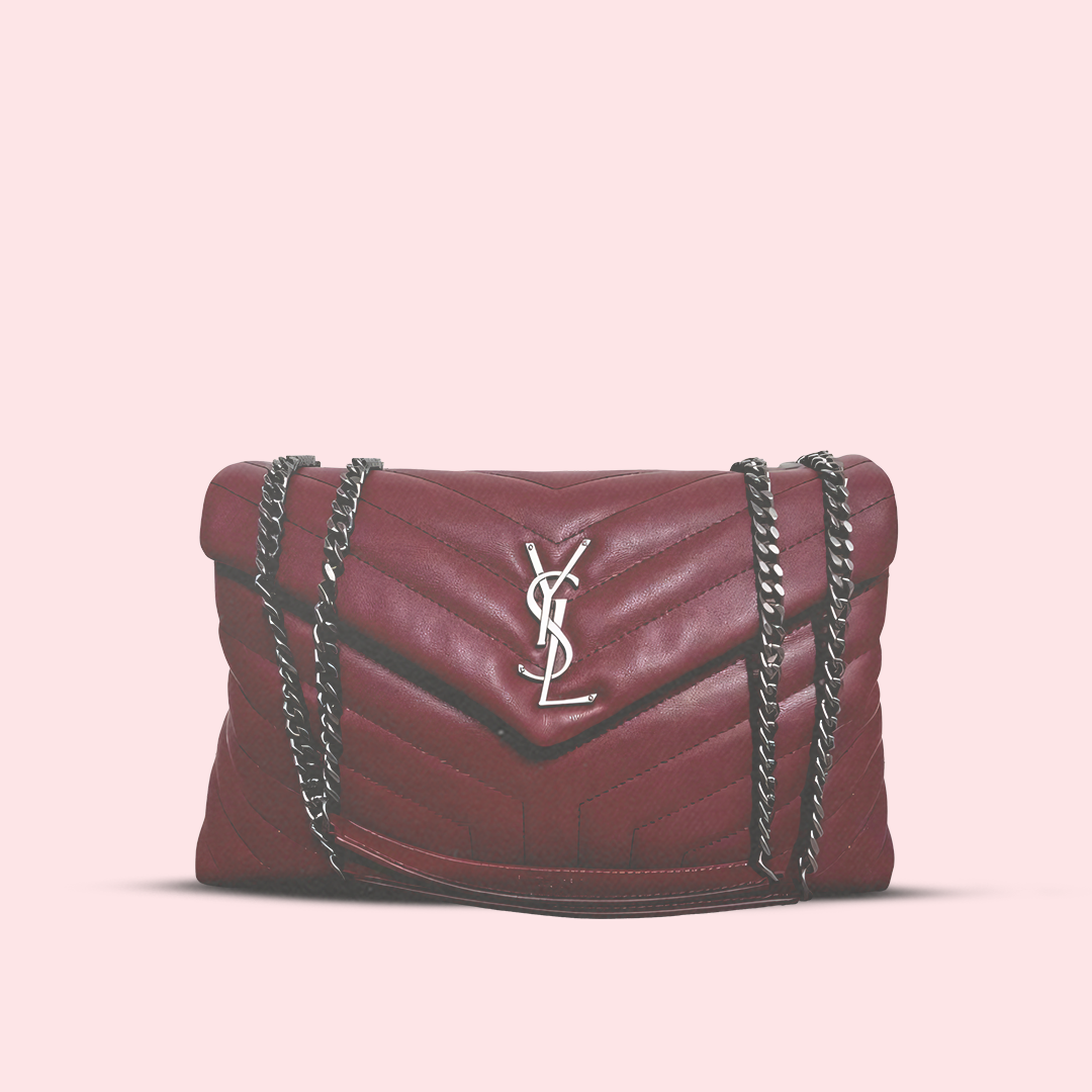 YSL burgundy calfskin Loulou large