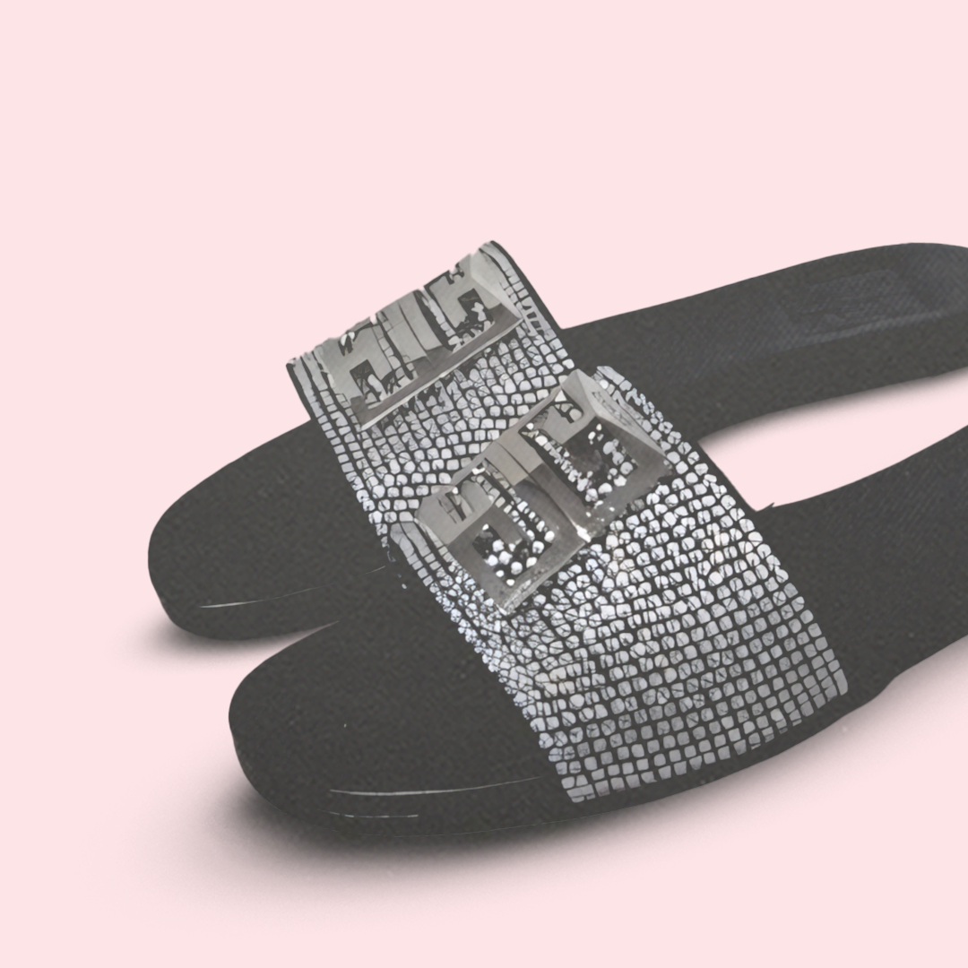 GV Silver Crystal Black 4g sandals