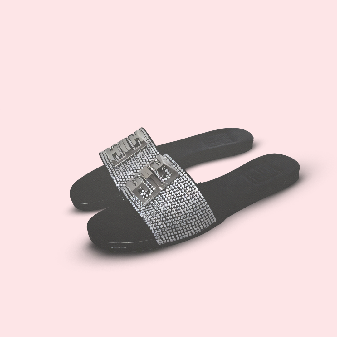 GV Silver Crystal Black 4g sandals