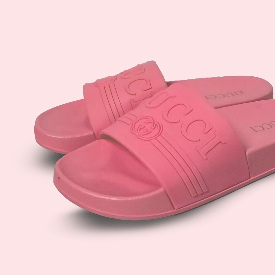 GG logo women's slides pink rubber