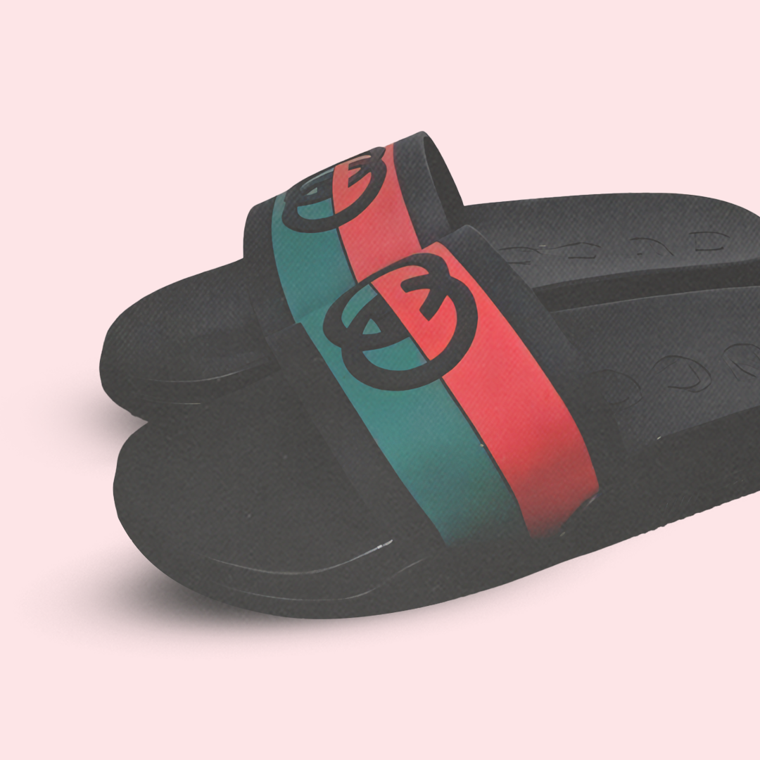 GG interlocking g black slides