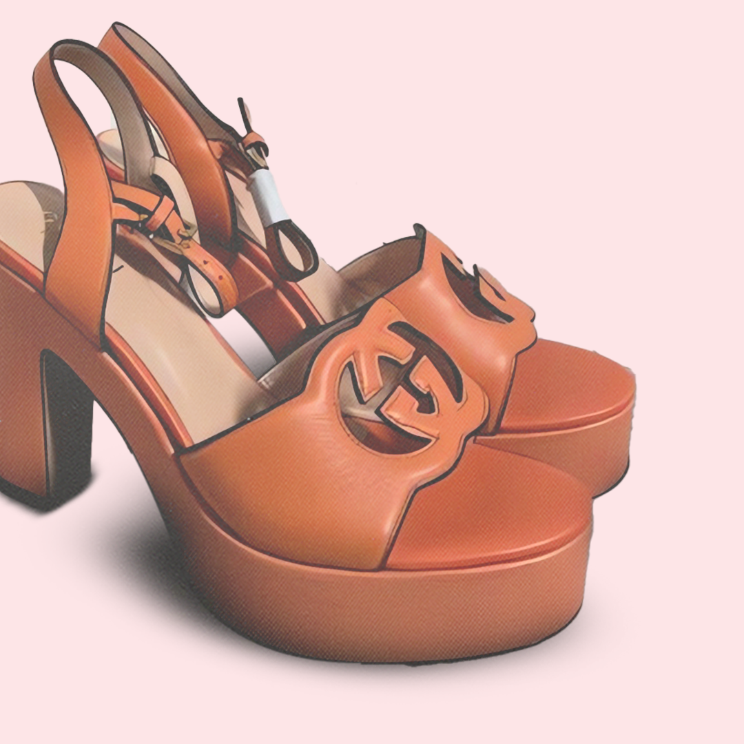 GG interlocking sandal heels orange leather