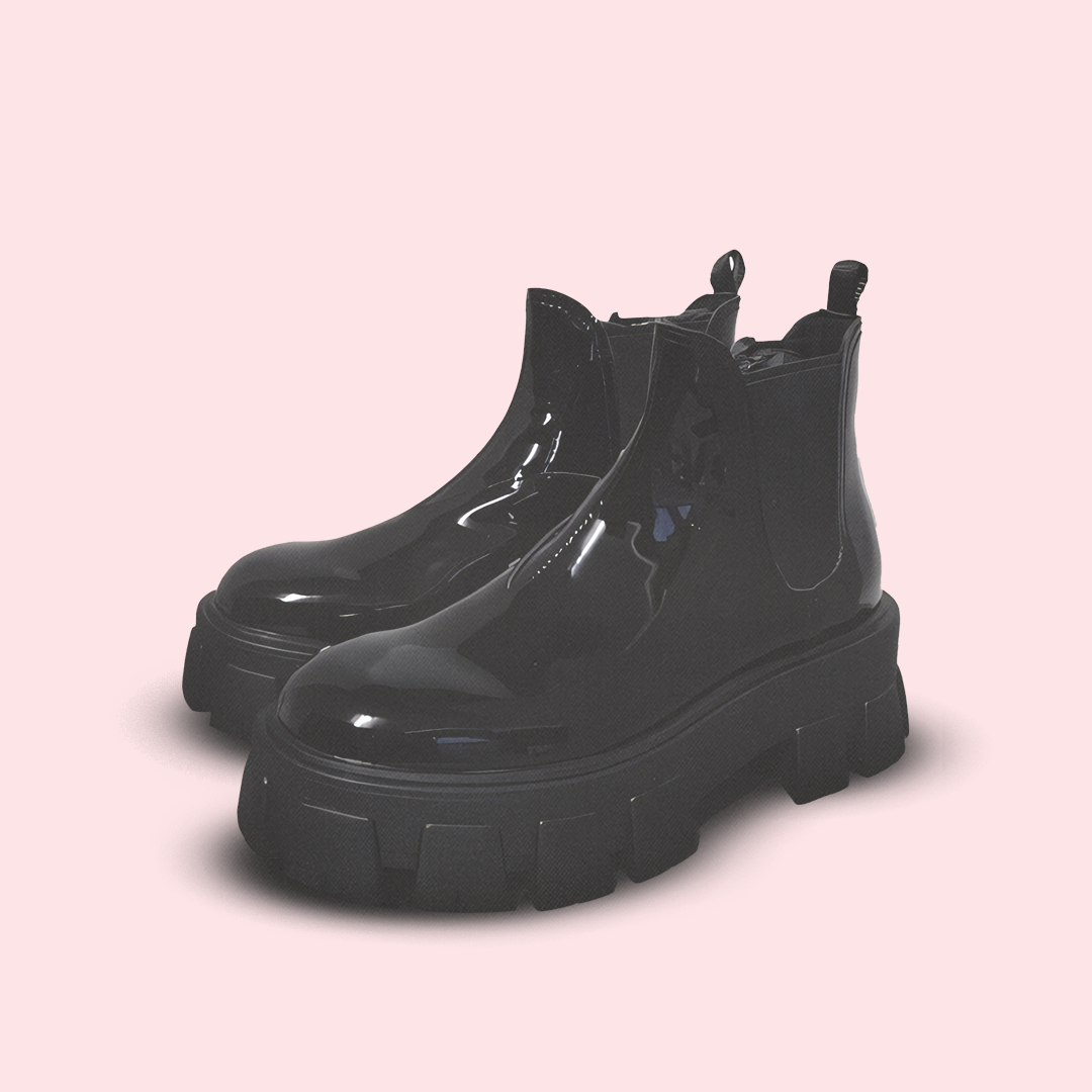 P monolith patent leather booties