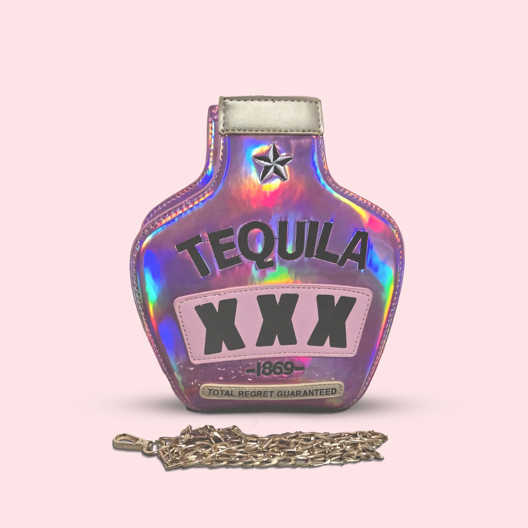 Tequila bottled shape laser crossbody