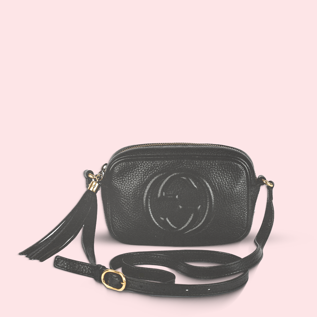 GG authenthic italian Soho disco black leather camera bag