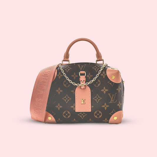 LV monogram and peach petite malle souple